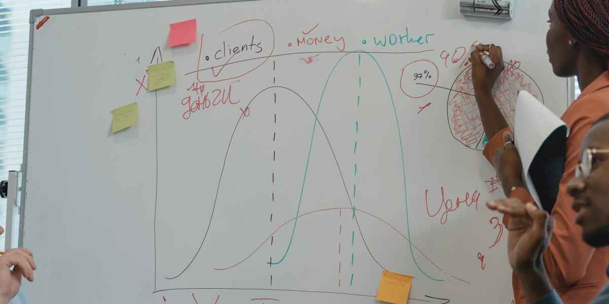 A team in a modern office setting discussing and collaborating on future strategies.