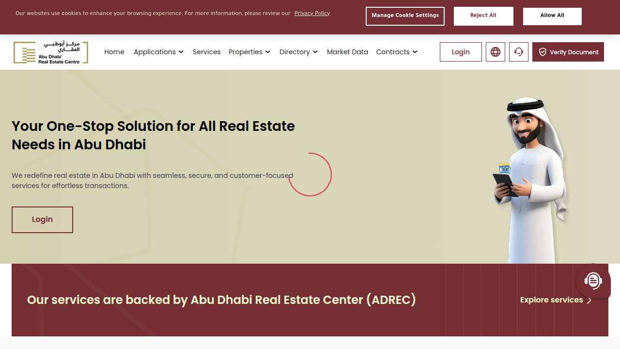 The DARI platform, Abu Dhabi's official digital real estate ecosystem for property transactions.