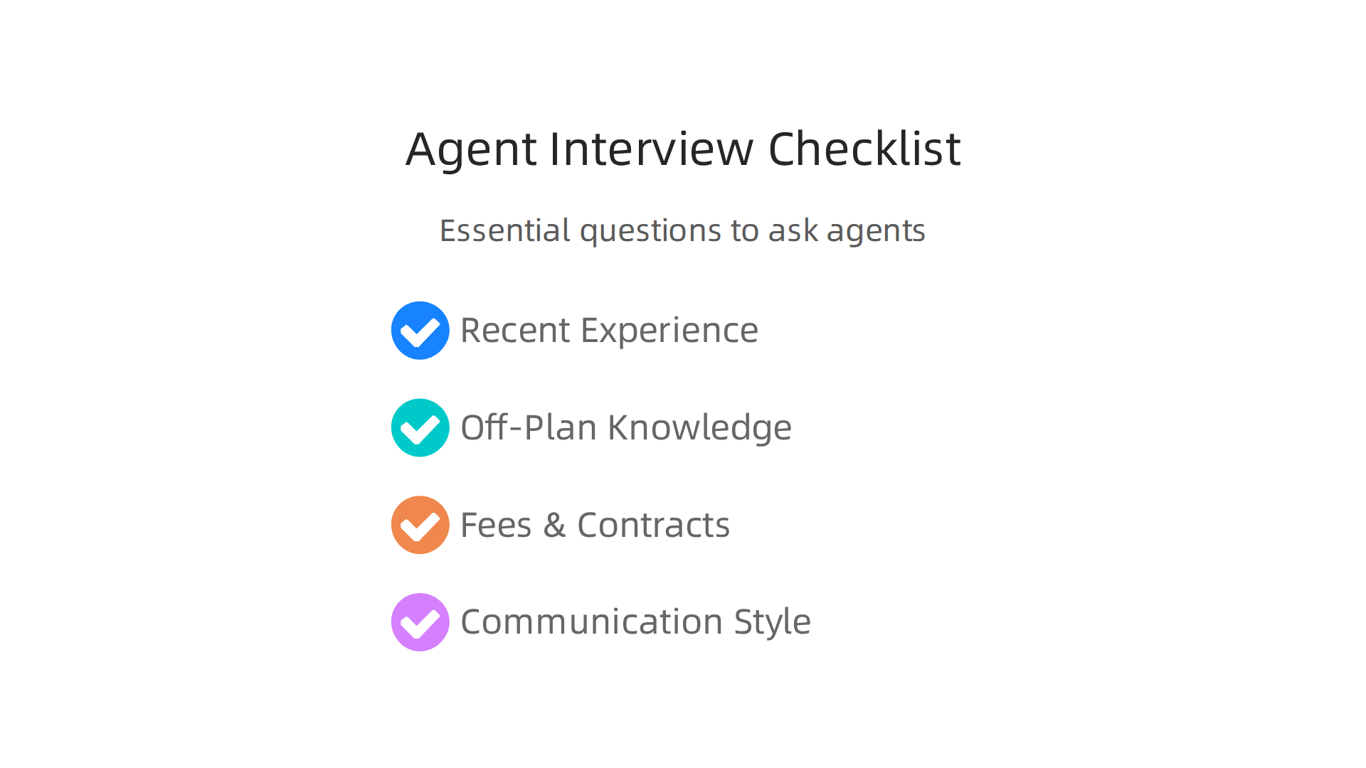 Key questions to ask potential real estate agents to assess their experience and suitability.