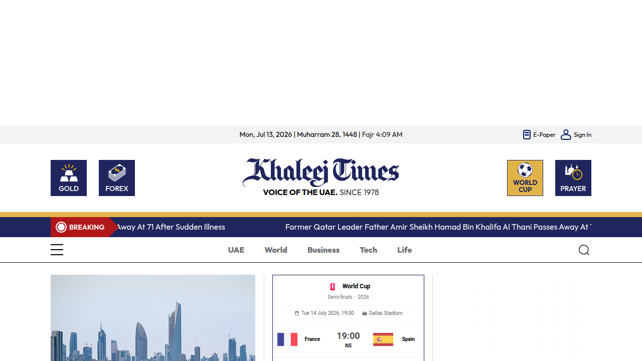 Khaleej Times features business news, including updates on Dubai's property market and off-plan sales trends.