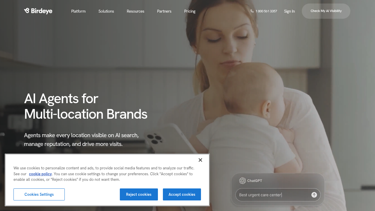 A screenshot of Birdeye's homepage, a platform known for collecting customer reviews, relevant to finding real estate agent reviews.