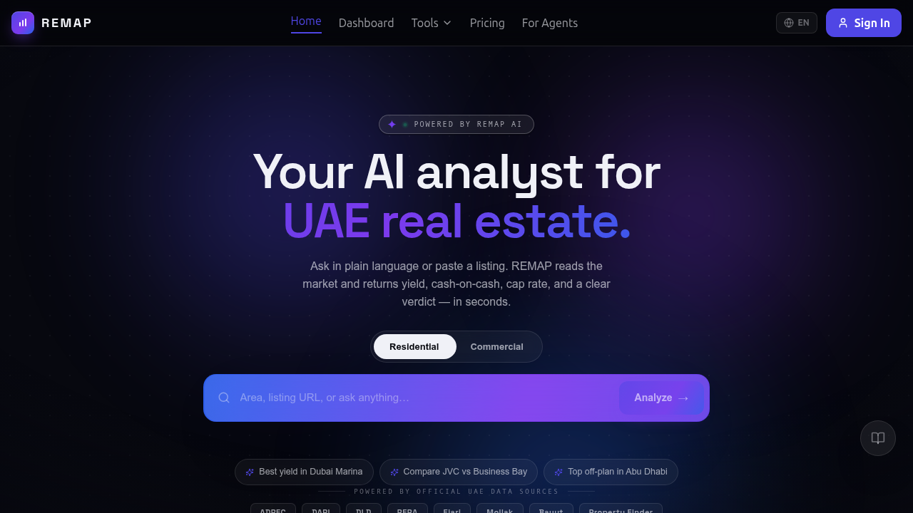 A screenshot of remap.ae, offering information on Dubai's off-plan escrow law and buyer protections.